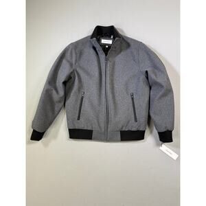 Calvin Klein Men's Wool Bomber Jacket-Knit Trim Grey Medium $250